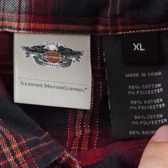 Harley-Davidson Red and Black Plaid Button Down Shirt - Picture 6 of 11